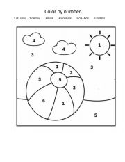 English Worksheet: COLOR BY NUMBER