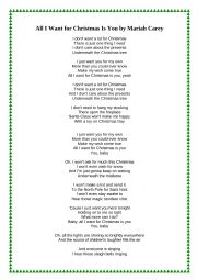 English Worksheet: Gapped songtext - All I want for Christmas by Mariah Carey