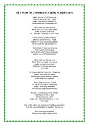 English Worksheet: Gapped songtext - All I want for Christmas by Mariah Carey