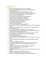 HEALTH SPEAKING ACTIVITIES