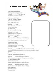 English Worksheet: A whole new world - Sing along adn fill in the blank