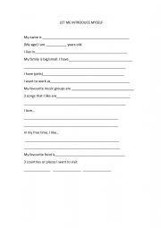 English Worksheet: LET ME INTRODUCE MYSELF