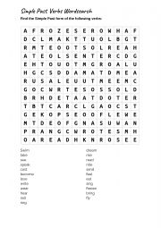 English Worksheet: Wordseatch - Simple Past Irregular verbs 