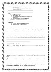 English Worksheet: how to present a famous celebrity