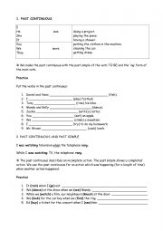 English Worksheet: Past simple and past continuous