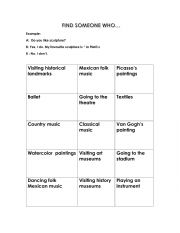 English Worksheet: Find someone who culture