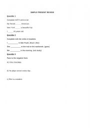 English Worksheet: Simple Present Review