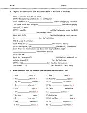 English Worksheet: Like and Don�t like