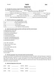 English Worksheet: simple past