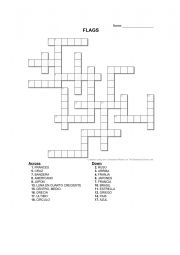 English Worksheet: CROSSWORD : FLAGS, COUNTRIES AND NATIONALITIES