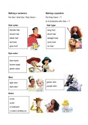 English Worksheet: Disney Character Guessing