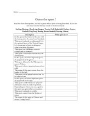 English Worksheet: Guess the sport activity 