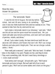 English Worksheet: Reading Comprehension activity