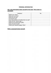 English Worksheet: writing_ personal information