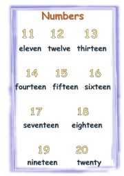 numbers 11-20