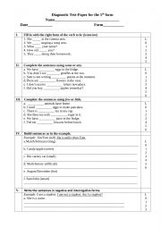 English Worksheet: Test for the th form