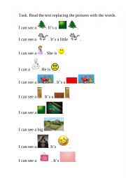 English Worksheet: Reading with replacing