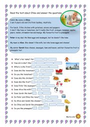 English Worksheet: Reading Comprenhension. Chloe