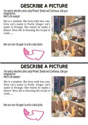 English Worksheet: Describe a picture using Present Simple and Continuous