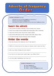 English Worksheet: Adverbs of frequency - Word Order