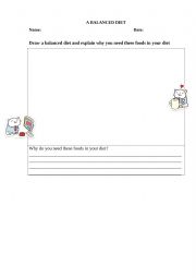 English Worksheet: A balanced diet