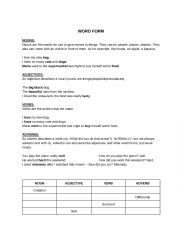English Worksheet: Word Form
