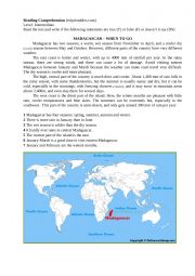 English Worksheet: Madagascar Reading Comprehension