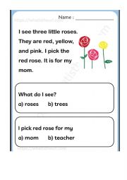 English Worksheet: reading comprehension