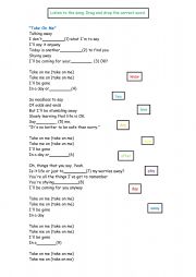 English Worksheet: Take on me