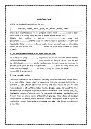 English Worksheet: Review session 3rd form
