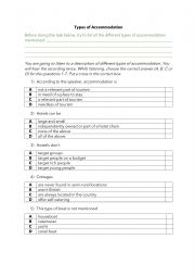 English Worksheet: Types of accommodation