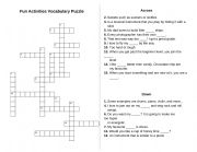 Vocab Crossword Puzzle