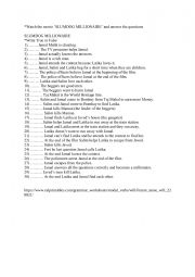 English Worksheet: True-False Questions about the movie, Slumdog Millionaire