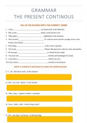 English Worksheet: Present Continuous Worsksheet