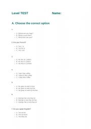 English Worksheet: Level test