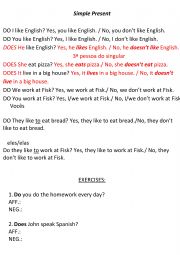 English Worksheet: Explicao - SImple Present