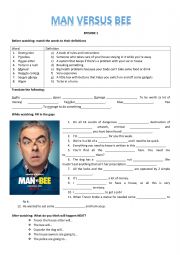 English Worksheet: MAN versus BEE - a full guide to the serial