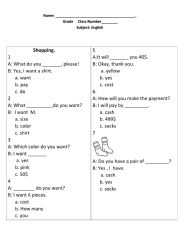 English Worksheet: shopping conversation