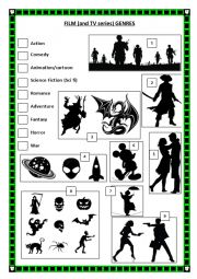 English Worksheet: Movie and TV series Genres - match