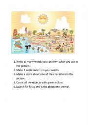 English Worksheet: Search in the picture
