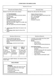 English Worksheet: Literature in the middle ages