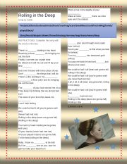 English Worksheet: rolling in the deep-adele
