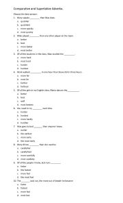 English Worksheet: Comparative and Superlative Adverbs