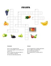 English Worksheet: fruits