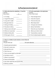 English Worksheet: Possession Worksheet 