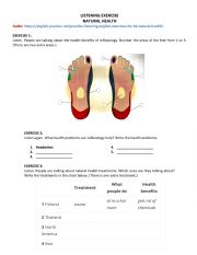 English Worksheet: Natural health listening