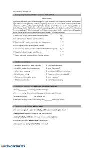 English Worksheet: past simple and past continuous reading comprehension