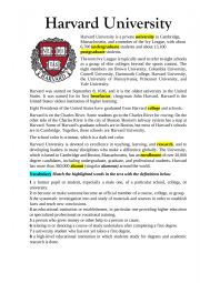 English Worksheet: Harvart university