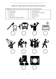 English Worksheet: (1 grade) Test (present simple - adverbs_expressions of frequency)