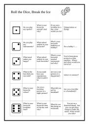 Break The Ice - ESL worksheet by meg444